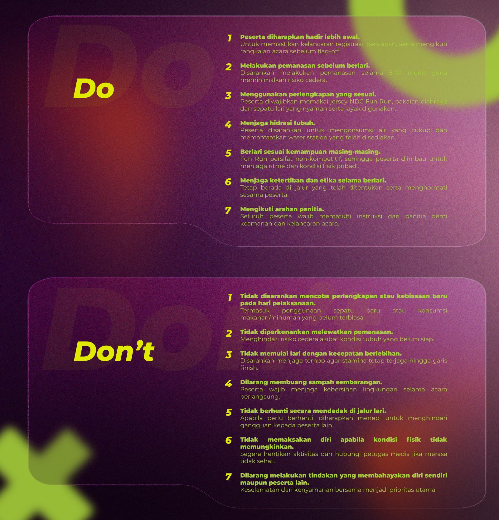 NDC Fun Run — official Do & Don't poster