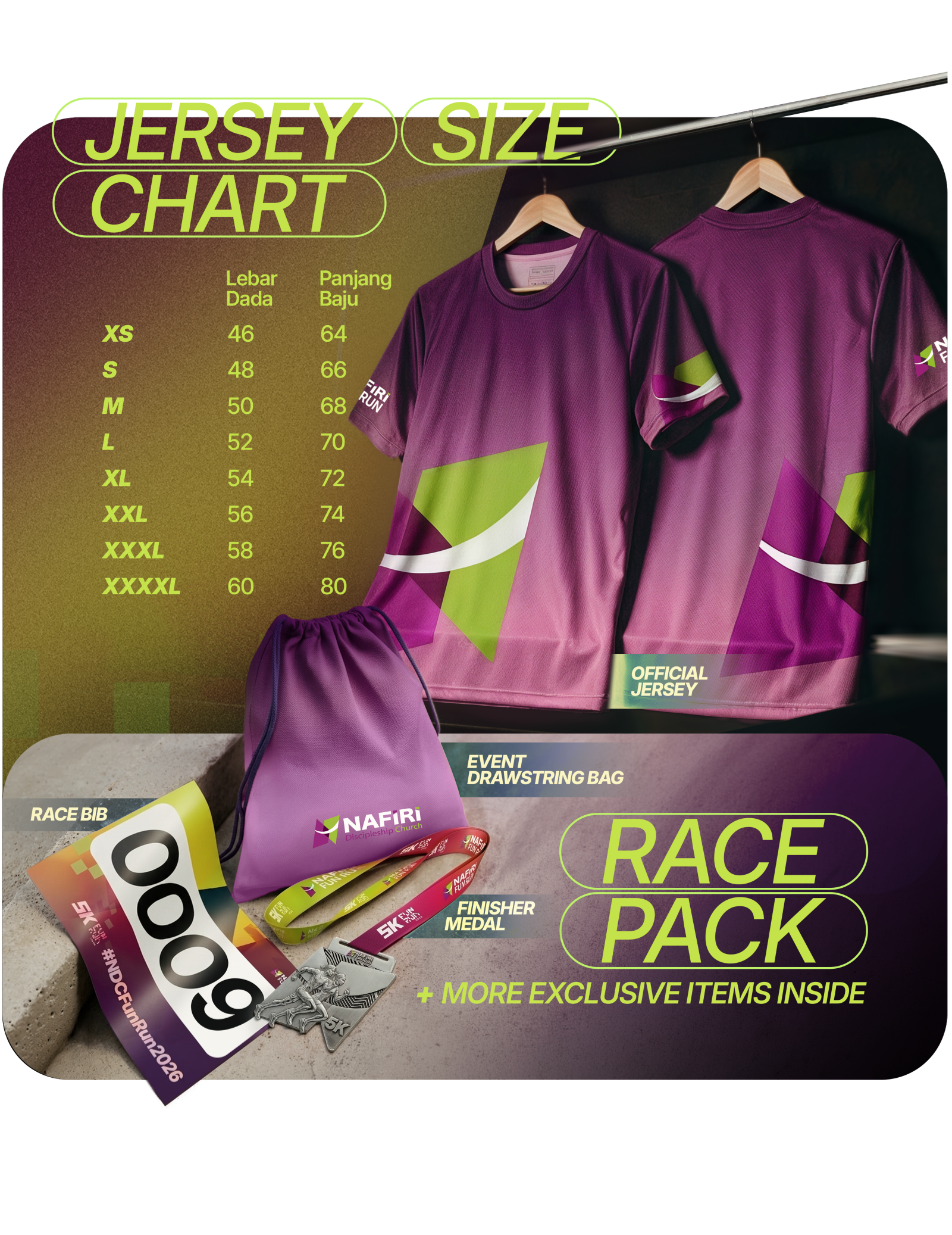 NDC Fun Run race pack — jersey, BIB, goodie bag